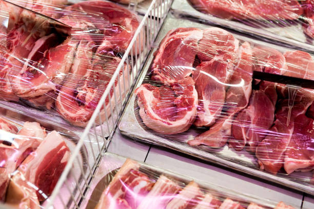 istock Raw fresh meat, beef or pork in supermarket 1357479820