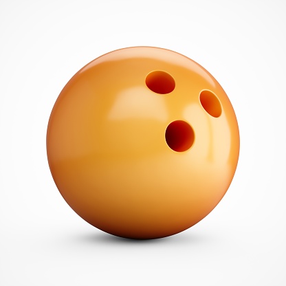 3D rendering Orange Bowling ball over a white background.