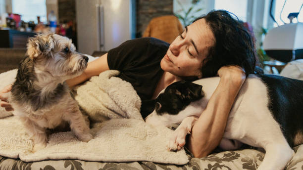istock Woman with dog 1357481522