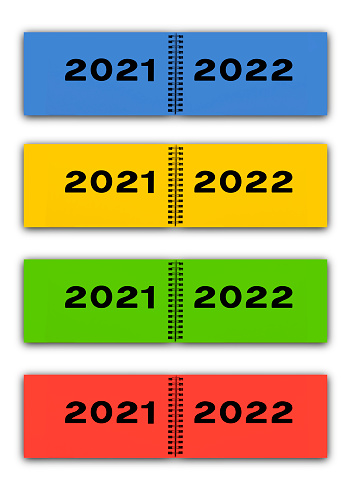 Calendar with new year from 2021 to 2022