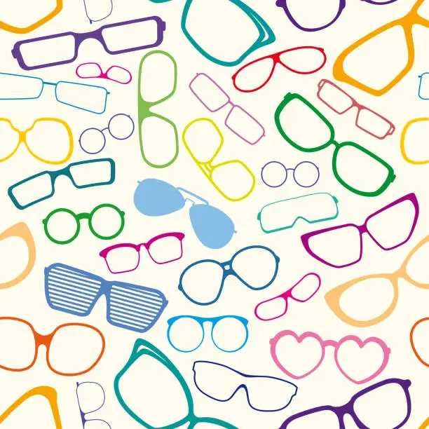 Vector illustration of Fashion Eyeglasses Collection Seamless Pattern