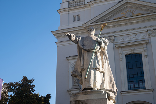 Budapest, Hungary - 1 November 2021: Statue of Peter Pazmany in Budapest, Pazmany Peter szobra, Illustrative Editorial.
