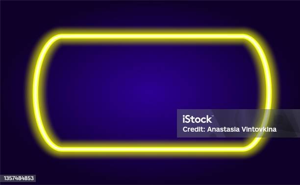 Neon Rounded Rectangle Yellow Transparency Neon Yellow Rectangle Vector Illustration Of A Bright Rectangular ...