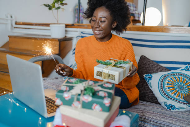 istock Online communication with family during Christmas holidays 1357485544