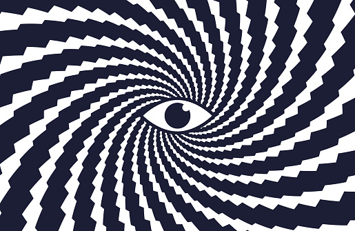 Conspiracy hypnosis all seeing eye background.