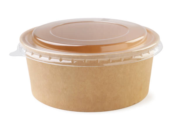 istock Kraft container with lid on a white background, packaging for food. Isolated 1357486020