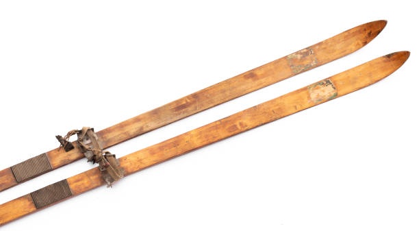 istock old wooden skis isolated on white background 1357487057