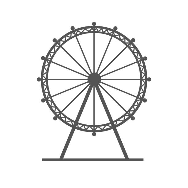 riesenrad ausgekleidetes symbol. london eye als beliebtes touristenziel. berühmter großbritannien-anblick isoliert auf weißer vektorillustration. - riesenrad stock-grafiken, -clipart, -cartoons und -symbole