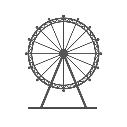Ferris wheel lined icon. London Eye as popular tourist destination. Famous Great Britain sight isolated on white vector illustration