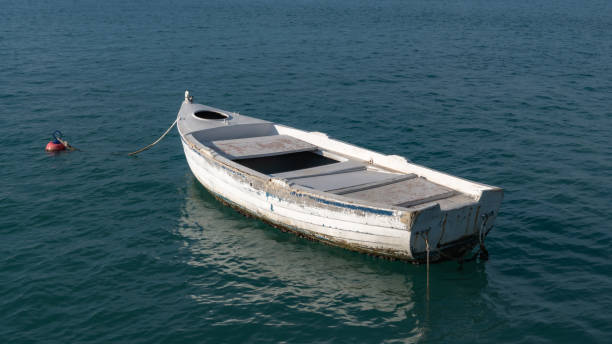 istock A lonely white boat in the bay 1357499107