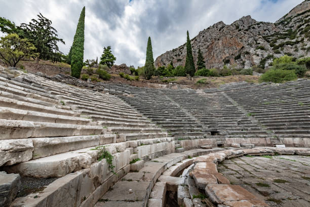 istock Steps of an ancient amphitheater surrounded by mountains 1357499175