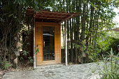 exclusive garden with reeds and bamboo for spa with integrated sauna in Mexico