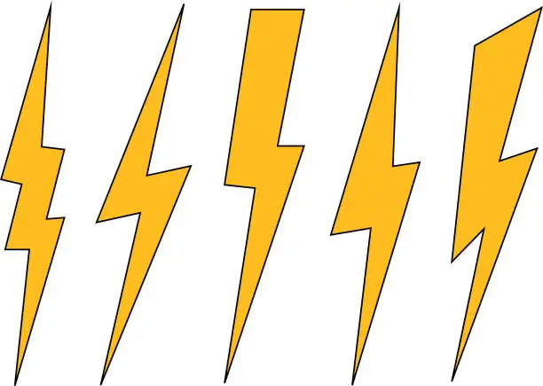 Vector illustration of Lightning thunderbolt icon vector.Lighting Flash Icons Set. Flat Style.