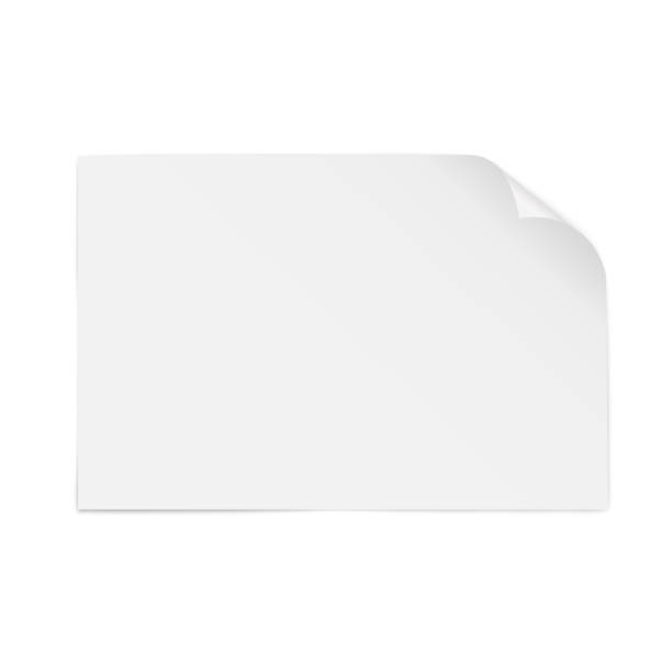 istock A sheet of white paper lying horizontally with bent upper right corner with a shadow under it, isolated on a white background 1357504001