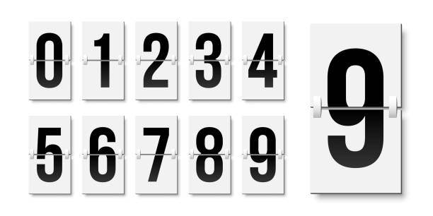 Flip board style numbers vector illustration. Airport terminal, arrival board with numbers template. Realistic flip scoreboard, analog timetable or countdown symbols. Flight destination display Flip board style numbers vector illustration. Airport terminal, arrival board with numbers template. Realistic flip scoreboard, analog timetable or countdown symbols. Flight destination display. number 2 illustrations stock illustrations