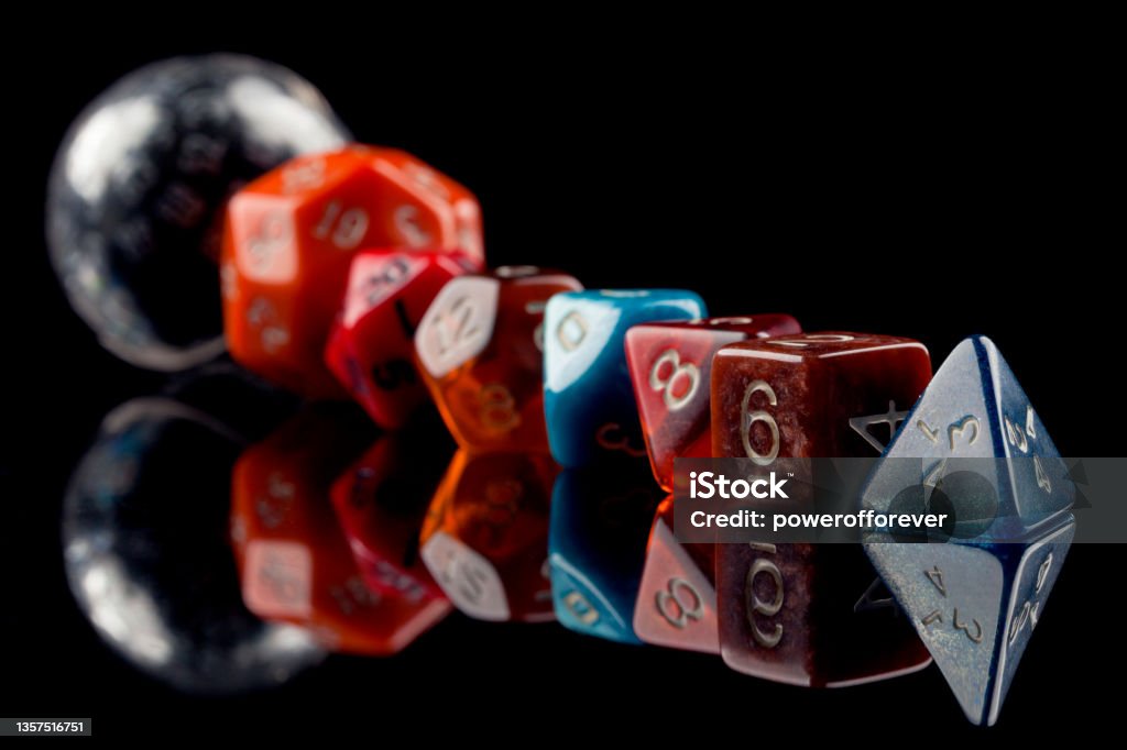 Multi Sided Role Playing Game Dice Various multi sided dice used in role playing games. Dice Stock Photo