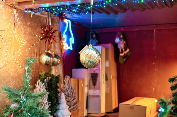 istock Christmas decorations in a market. 1357518537