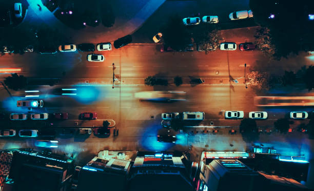 istock Night city Aerial view 1357519736