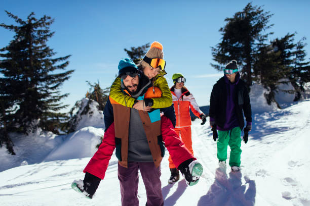 istock Goofing around during their winter holiday 1357521876