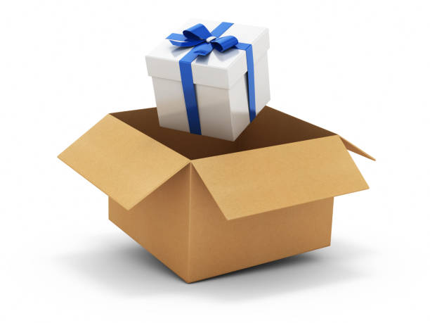 istock 3D render White Gift Box in cardboard box on white background stock photo 1357521991