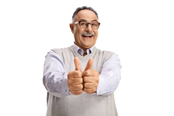istock Excited mature man showing both thumbs up 1357523050