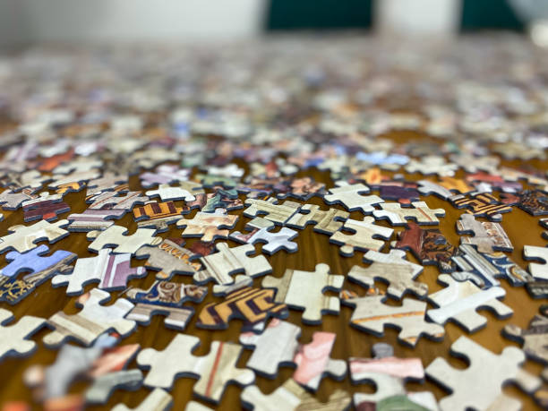 istock Unassembled puzzle pieces. Color puzzle 1357523949