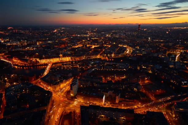 istock Wroclaw city at night, aerial view 1357524601