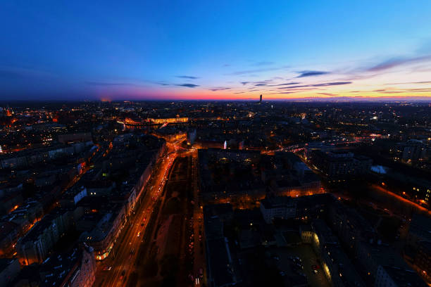 istock Wroclaw city at night, aerial view 1357524631