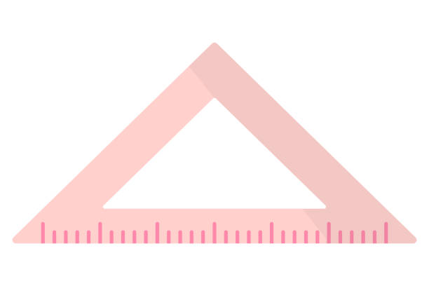 Vector cartoon pink isosceles triangular ruler. Vector cartoon pink isosceles triangular ruler. Back to school. isosceles triangle stock illustrations