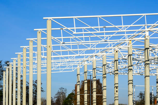 istock metal frame constructions on reinforced concrete supports on the construction site 1357525669
