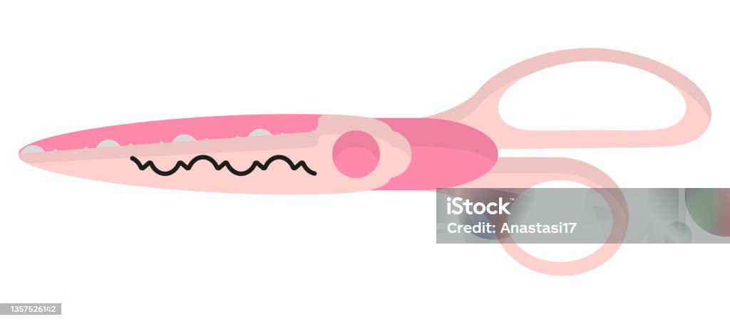 Vector Cartoon Pink Decorative Edge Scissors Stock Illustration - Download  Image Now - Adhesive Tape, Art Product, At The Edge Of - iStock