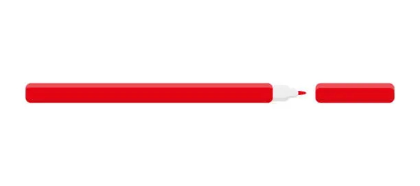 Vector illustration of Vector cartoon red colored felt tip pen