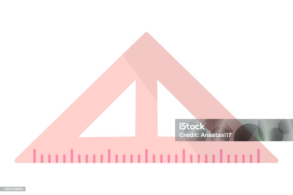 Pink Cartoon Ruler Vector Cartoon Pink Right Triangular Ruler Stock Illustration ...