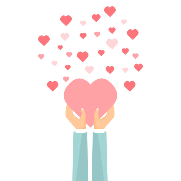 ilustraciones, imágenes clip art, dibujos animados e iconos de stock de manos sosteniendo el corazón, confesión de amor, ilustración vectorial - 2839