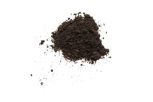 istock Black land for plant isolated on white background. 1357530404