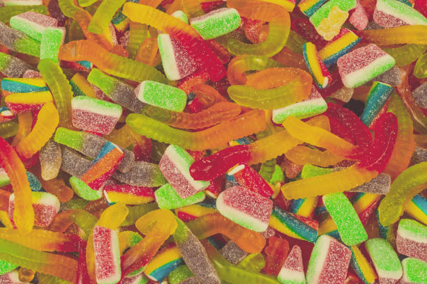 istock Assorted gummy candies. Top view. Jelly  sweets background. 1357530521