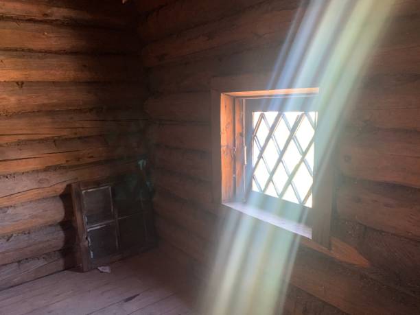 istock Window in an old wooden house 1357530679