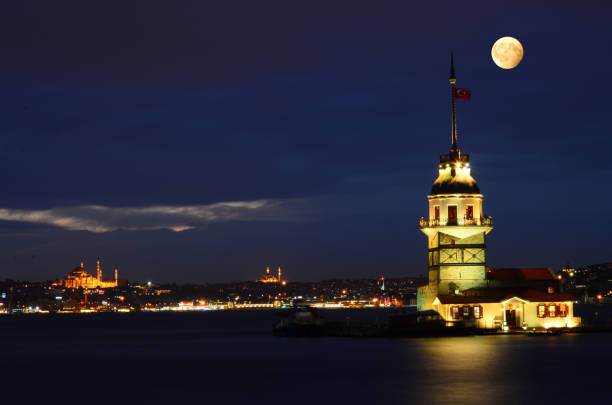 istock Moon and  Maiden's Tower 1357532652