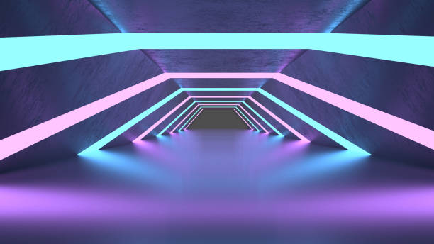 istock Futuristic Tunnel with Neon Lights 1357534059