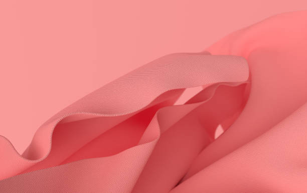 istock Luxury soft textile fabric in motion  3d render. Abstract modern pink cotton 3d background 1357534858