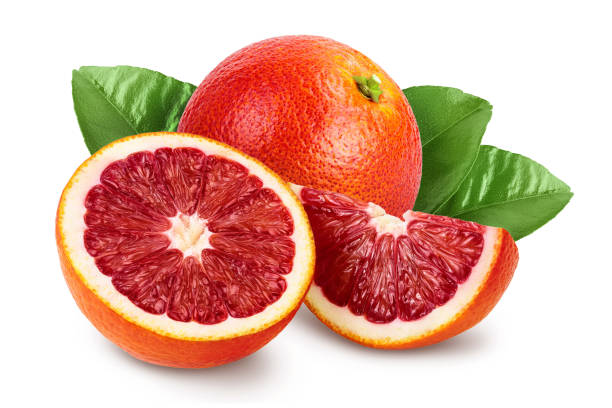 istock Blood red oranges with half and slice isolated on white background with clipping path and full depth of field 1357541032