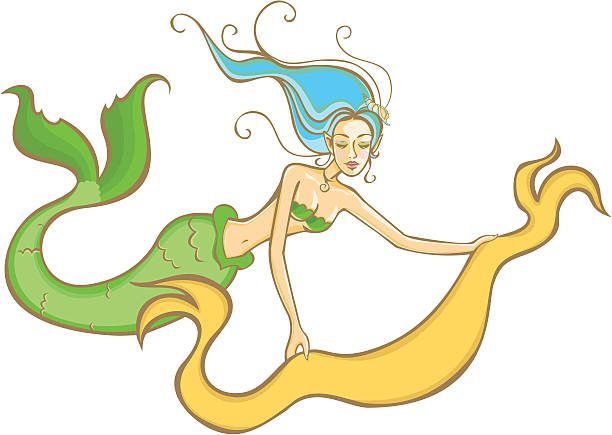 Mermaid with a banner vector art illustration