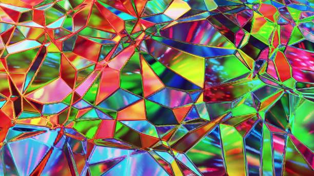 istock 3d render. Liquid pattern like waves. 3D stylish abstract iridescent bg of wavy surface like brilliant liquid glass with rainbow beautiful gradient colors. Trendy colorful fluid 1357541806