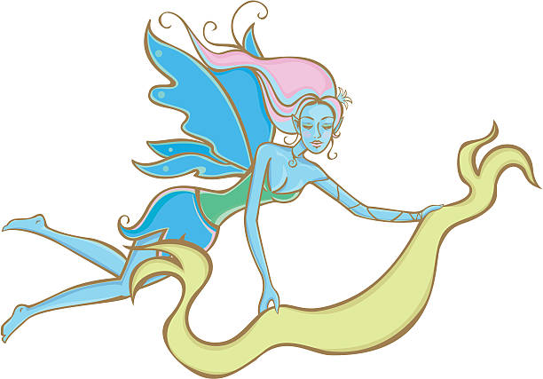 Fairy with a banner vector art illustration