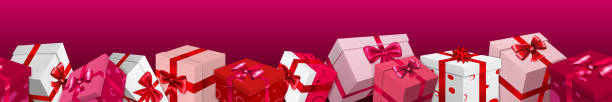 baner z pudełkami upominkowymi - gift pink box gift box stock illustrations