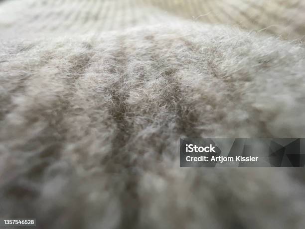 A Macro Shot Of The Fine White Fabric Stock Photo - Download Image Now - Wool, Camel Colored, Fiber