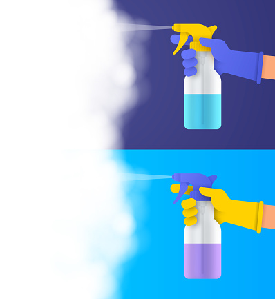 Spring cleaning spray bottle maid service cleaning service background.