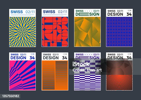 istock Set of minimalist abstract posters. Meta modern covers. Swiss design pattern. Futuristic geometric composition. Bauhaus artwork. 1357550182