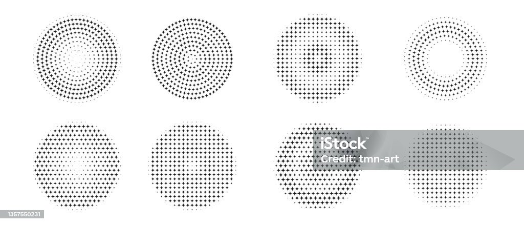 Sparkle Rounded Sparkle Circle Shapes Collection Twinkle Round Shape Halftone Effect ...