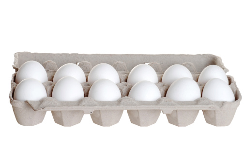 isolated one dozen eggs